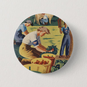 WWII Patriotic Poster Button