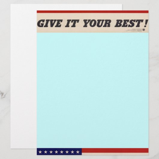 WWII Patriotic Poster Letterhead (Front/Back)
