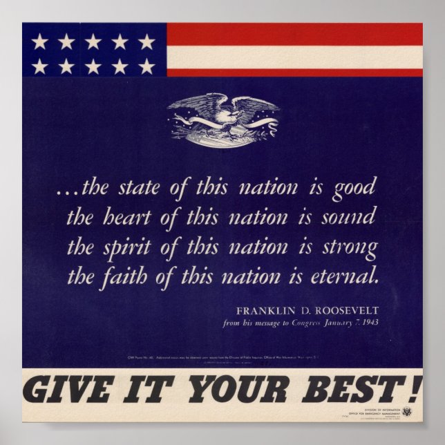 WWII Patriotic Poster Poster (Front)
