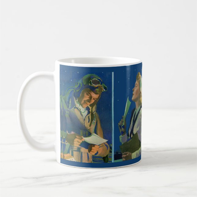 WWII pilot and nurse long distance romance Coffee Mug (Left)