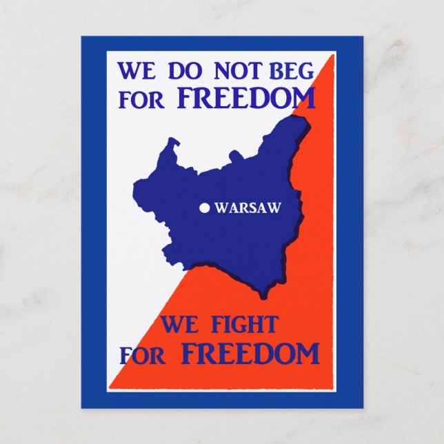 WWII Poland Fights for Freedom Postcard (Front)