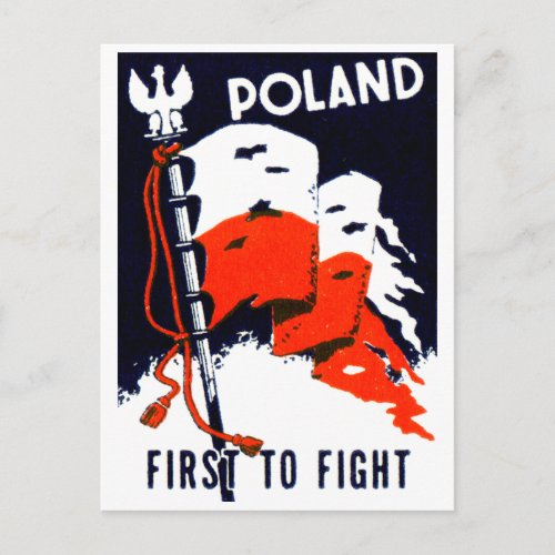 WWII Poland First to Fight Poster Postcard
