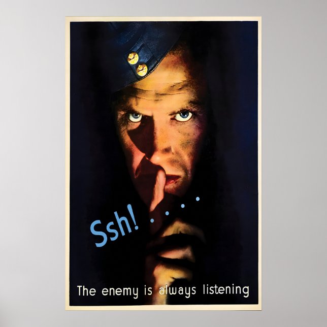 WWII Propaganda Poster Pssssst, Spies! - Second (Front)