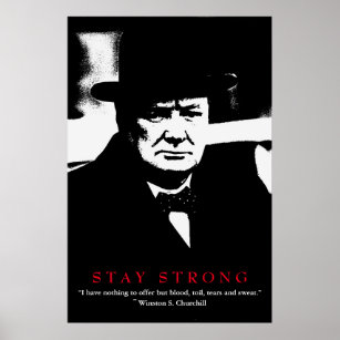 WWII Quote Winston Churchill Motivational Pop Art Poster