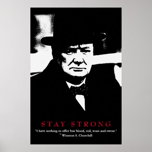 WWII Quote Winston Churchill Motivational Pop Art Poster