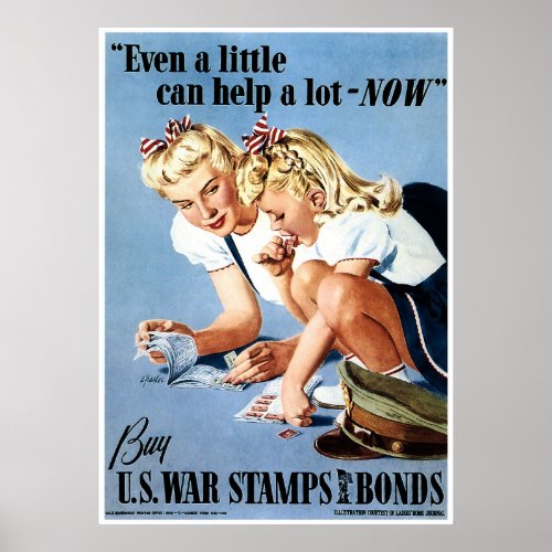 WWII Ration Stamps  War Bonds Poster