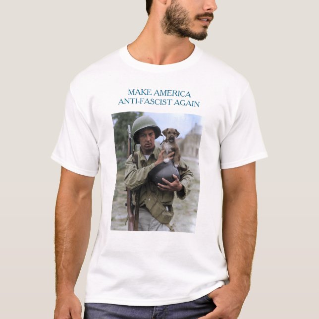 WWII Soldier with puppy MAAFA T-Shirt (Front)