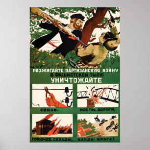 WWII Soviet Propaganda Poster Guerrilla warfare