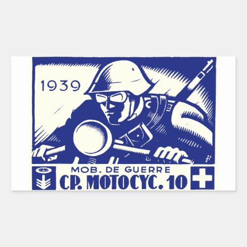 WWII Swiss Motorcycle Company blue Rectangular Sticker