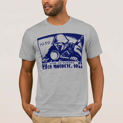 WWII Swiss Motorcycle Company blue T_Shirt