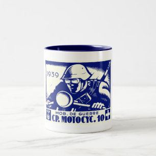 WWII Swiss Motorcycle Company, blue Two-Tone Coffee Mug