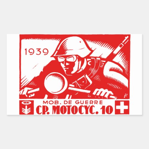 WWII Swiss Motorcycle Company Rectangular Sticker