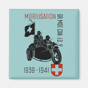 WWII Swiss Recon Motorcycle Magnet