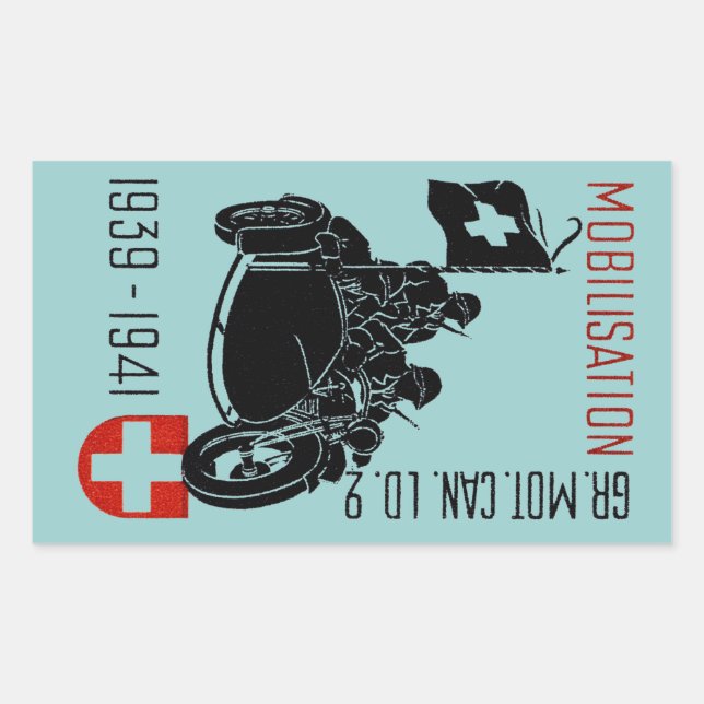 WWII Swiss Recon Motorcycle Rectangular Sticker (Front)