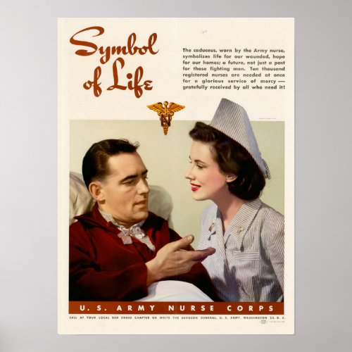 WWII Symbol of Life Nurse Corps Poster