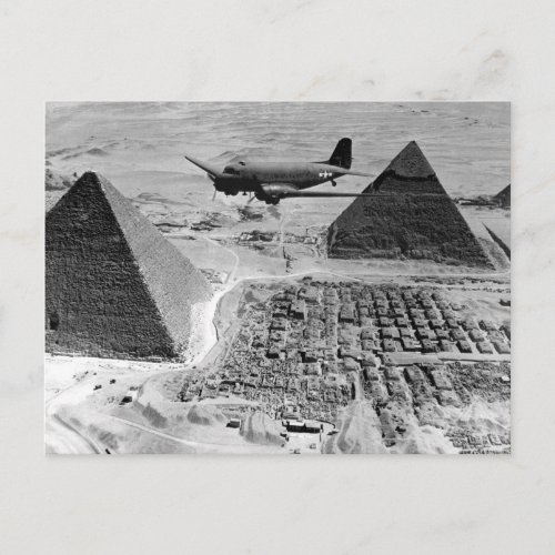 WWII Transport Planes Flying Over Pyramids Postcard