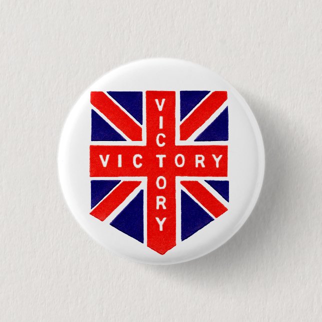 WWII Union Jack Victory Pinback Button (Front)