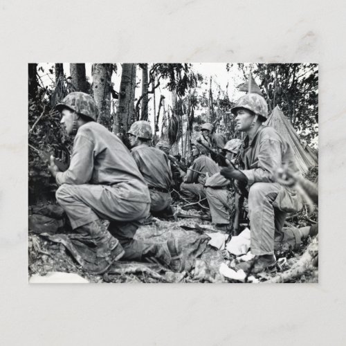 WWII US Marines on Peleliu Postcard