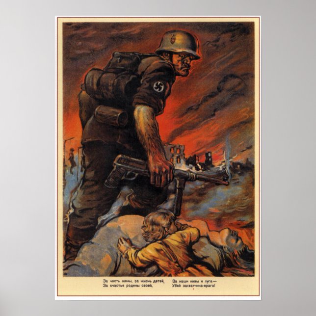 WWII USSR Soviet Propaganda 1942 Poster (Front)