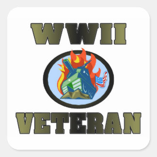 WWII Veteran Square Sticker