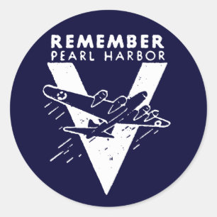 WWII White Remember Pearl Harbor Classic Round Sticker