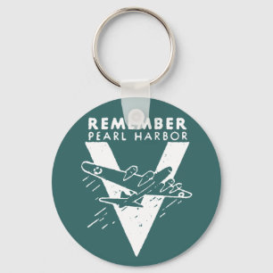 WWII White Remember Pearl Harbor Keychain