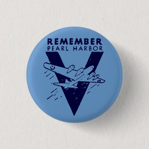 WWII White Remember Pearl Harbor Pinback Button