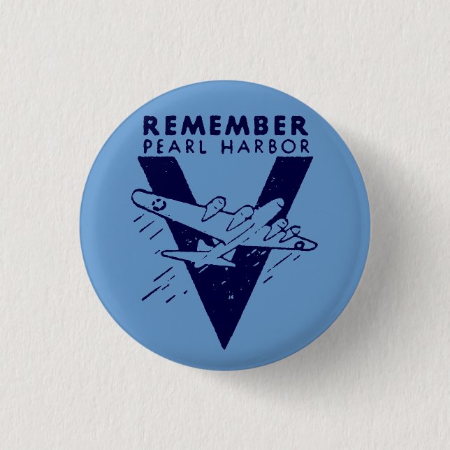 WWII White Remember Pearl Harbor Pinback Button (Front)