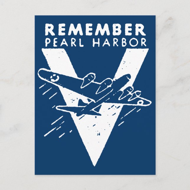 WWII White Remember Pearl Harbor Postcard (Front)