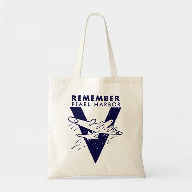 WWII White Remember Pearl Harbor Tote Bag (Front)
