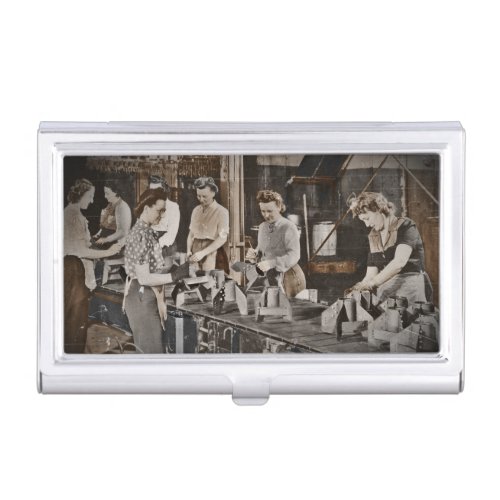 WWII Women in Assembly Line Business Card Holder