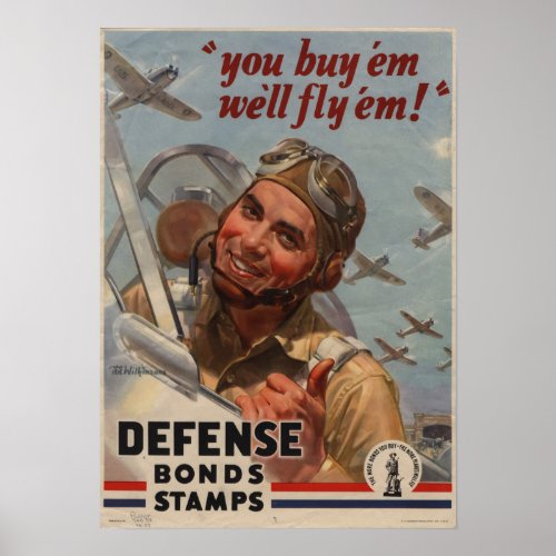 WWII You Buy EmWell Fly Em Poster