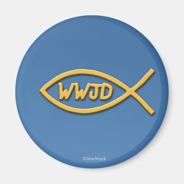 WWJD Fish Symbol Magnet (Front)