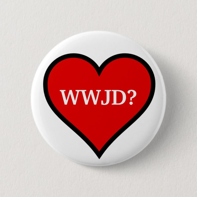 WWJD Heart Pinback Button (Front)