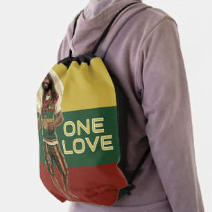 WWJD Reggae Vibes, Everyday Jesus, Rasta One Love Drawstring Bag