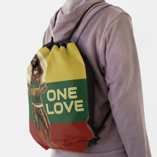 WWJD Reggae Vibes, Everyday Jesus, Rasta One Love Drawstring Bag
