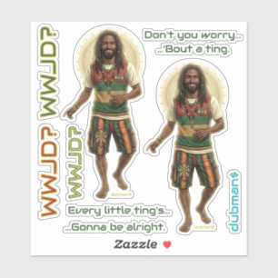 WWJD Reggae Vibes, Everyday Jesus, Rasta One Love Sticker