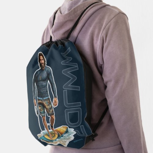 WWJD Surfer Vibes, Everyday Jesus, Everyday Faith Drawstring Bag