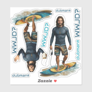 WWJD Surfer Vibes, Everyday Jesus, Love in Life Sticker
