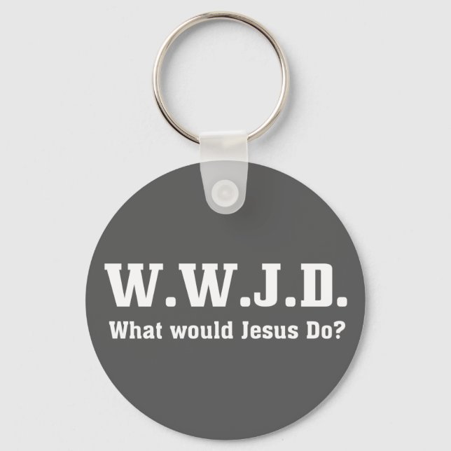 WWJD? What Would Jesus Do? Grey Keychain (Front)