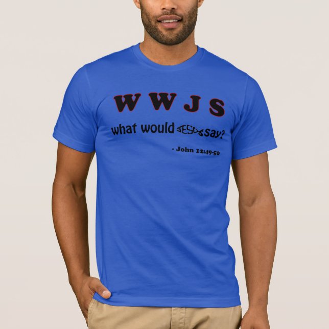 WWJS "What would Jesus say" T-Shirt (Front)
