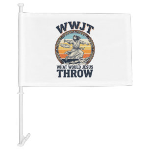 WWJT What Would Jesus Throw Vintage Disc Shirt_1 Car Flag