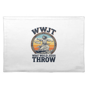 WWJT What Would Jesus Throw Vintage Disc Shirt_1 Cloth Placemat