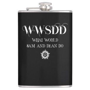 WWSDD Quote Design with Pentagram Sun Symbol Flask