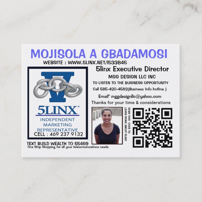 WWW.5LINX.NET/L533845 @ BE YOUR OWN BOSS BUSINESS CARD (Front)