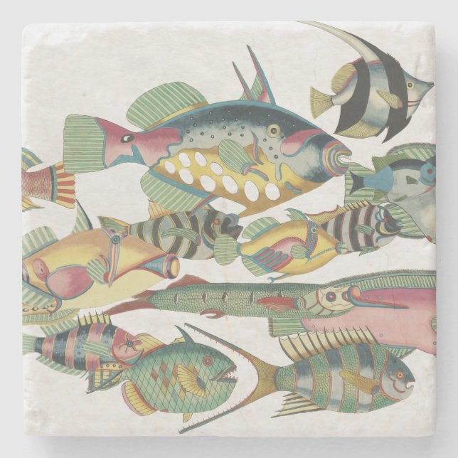 WWW FISH Stoneware Stone Coaster (Front)