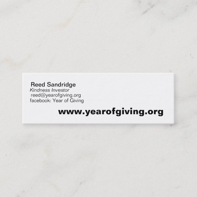 www.yearofgiving.org, Reed, reed@yearofgiving.o... Mini Business Card (Front)