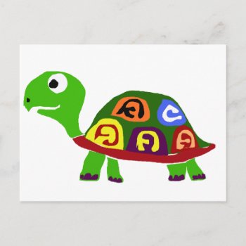 Wx- Colorful Turtle Primitive Art Postcard by naturesmiles at Zazzle