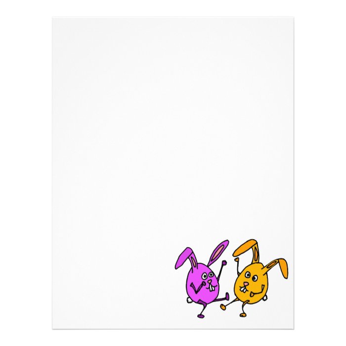 WX  Dancing Bunny Rabbit Egg Cartoon Letterhead Template