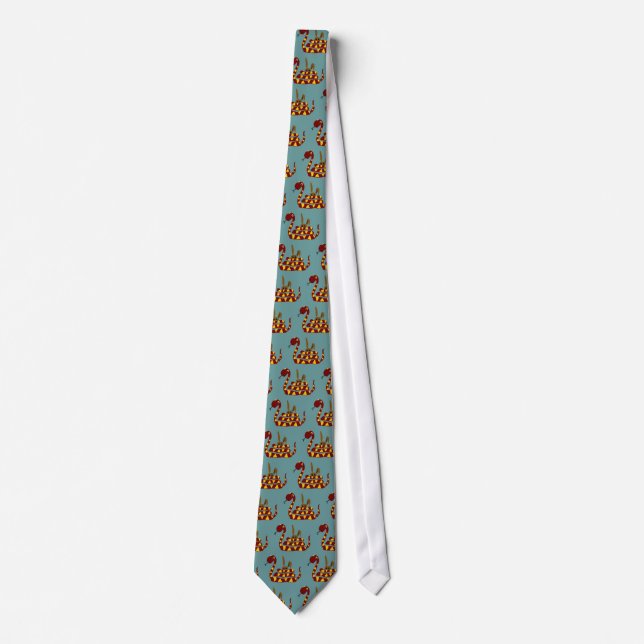WX- Funny Snake Squeezing Rabbit Cartoon Neck Tie (Front)